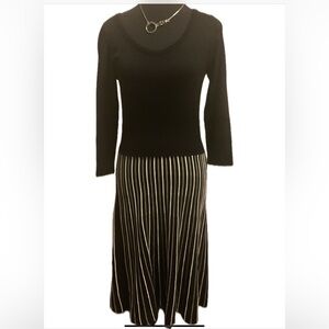 ****RW&CO. Elegant Black and White Fit & Flare Sweater Dress